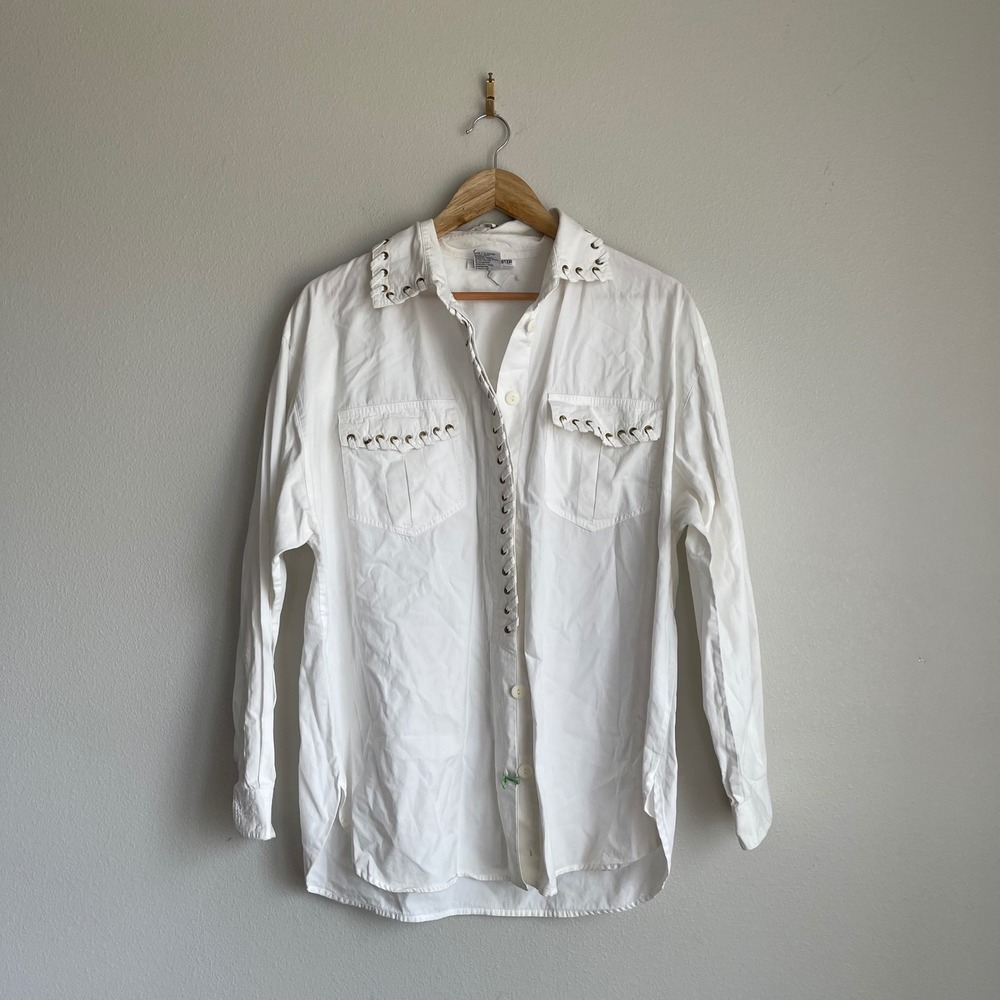 Vintage 90s Regina Porter Western Whipstitched Long Sleeve‎ Button Front Shirt